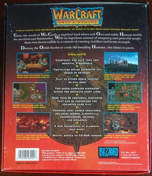 Warcraft Orcs & Humans  - PC (Big Box)(No Game)