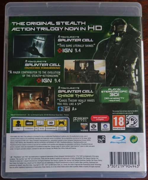 Tom Clancys Splinter Cell Trilogy - PS3 (Classics HD)