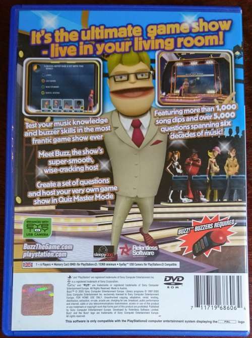 Buzz wired Buzzers set of 4 + Buzz the Music Quiz