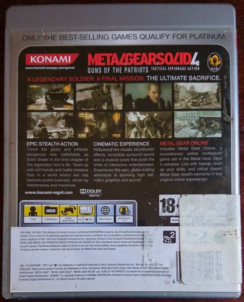 Metal Gear Solid 4 Guns of the Patriots - PS3 (Platinum)