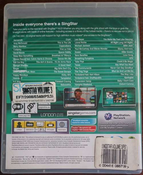 SingStar + SingStore Vol 3 - PS3