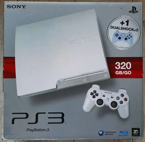 Boxed White PS3 Console, Slimline 320GB, Generic Controller + Games