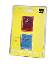 Official PS2 8mb Memory Card Combo Pack - Blue & Red