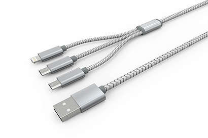 3 in 1 Braided Charge Cable - Micro X 2 / IOS