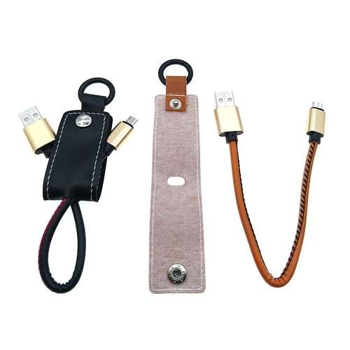 PU Leather Keychain USB Cable Data Sync Cable
