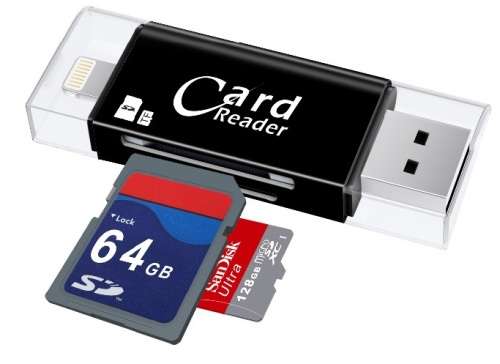 Micro SD / SD Card Reader for Iphone 6 7 8 / Ipad Dual Lightning or USB