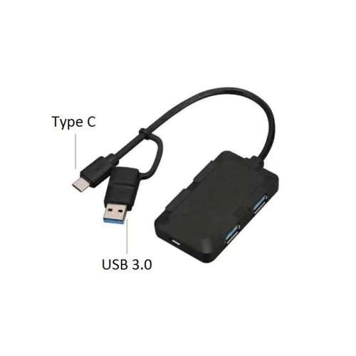 USB 3.0 Hub - 2 in 1 Smart Hub  -  4 x USB 3.0 Female Hub