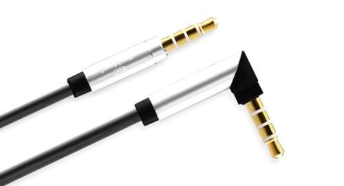 90 Degree Right Angle Flat Aux Cable - 2M