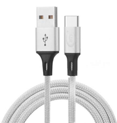 Braided Type C USB Cable - 90cm Silver
