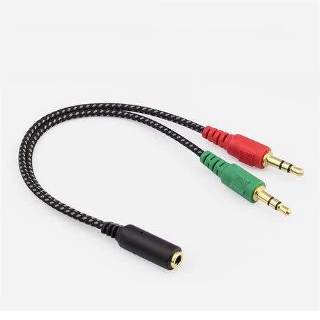 3.5mm Female AUX to Microphone & Earphone Jack Audio Splitter Adapter Cable