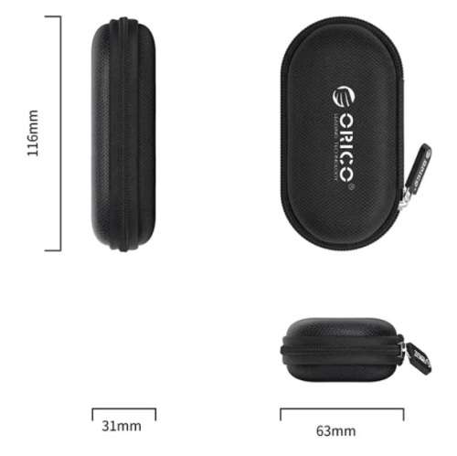 ORICO HEADSET/CABLE EVA CASE OVAL  BLACK