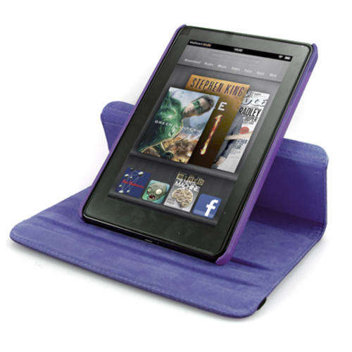 Kindle Fire Cover - Purple 360 Degree Rotational + Stylus Touch Pen