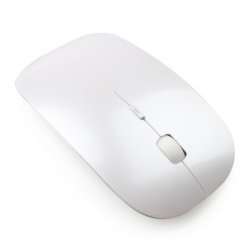 Super Flat Ultra Thin Wireless Optical Mouse USB - Pearly White