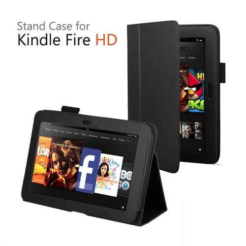 Amazon Kindle Fire HD Cover - Black PU Leather Folio Case 7" Kindle Fire HD New