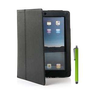 Black Executive Book Type Cover for Ipad 2 / 3 / 4  PU Leather  + Touch Stylus