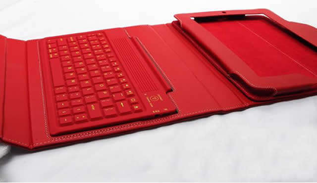 Bluetooth Red Keyboard Cover for Apple Ipad 2 / 3 / 4