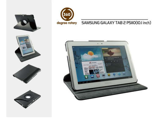 Rotating Black PU Leather Cover For Samsung Galaxy Tab 10.1" P5100 P5110
