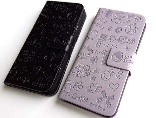 Iphone 5 Wallet Cover with Cute Cartoon drawings for Girls