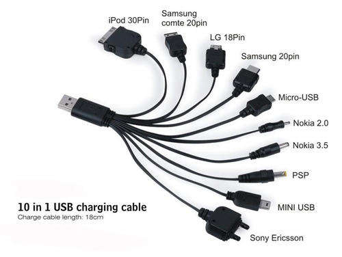 USB 10 in 1 Multi Adapter Cable for Iphone/Sony Ericsson/Samsung/LG/Motorola/PSP/Nokia