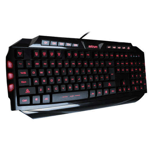 LED Backlit Gaming Keyboard - Black with Red LED = Elete Stealth =