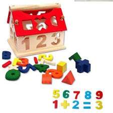 Wooden Number House Educational Intellectual Block / Sorter