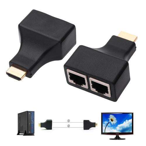 RED HOT SALE!!!!!!!!    HDMI Extension over dual Cat 5e / 6 Cables Adapter Set - Up to 30m