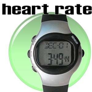 Digital Watch with Heart Rate / Pulse Monitor | Silver with Black Strap