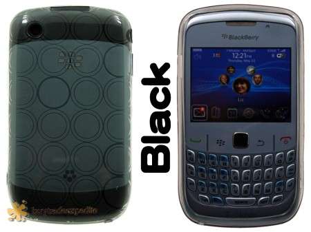 Black Charcoal Soft Gel Clear TPU Skin Pouch for Blackberry Curve 8520 9300