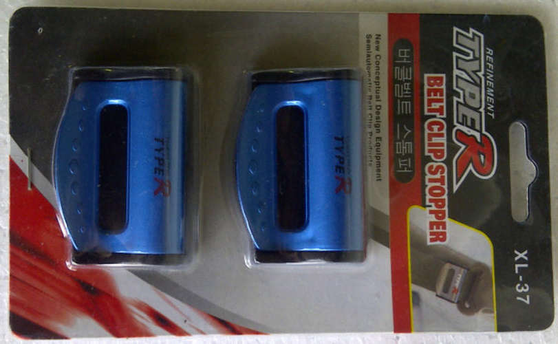 2 x Blue Seatbelt Clips Stoppers