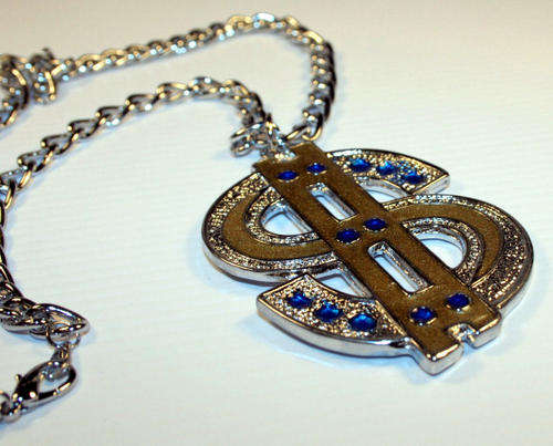 Fancy Dress Dollar Sign Bling Bling Necklace Chain