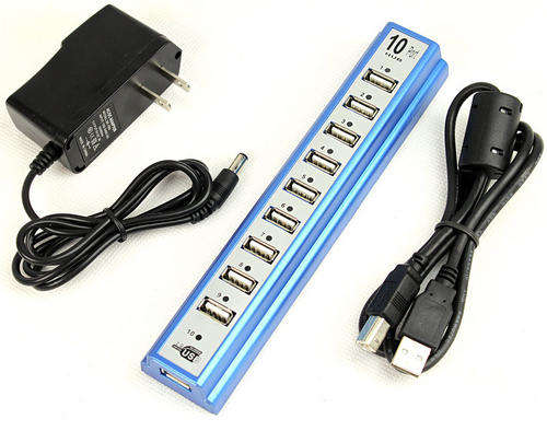 10-Port Powered Super USB 2.0 HUB >> Full Speed >> Mountable