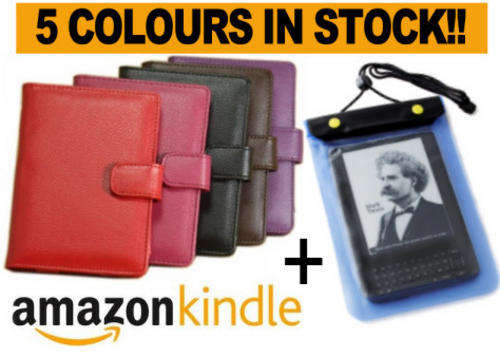 Amazon Kindle 4 Flip Case Cover Pouch + Waterproof Bag ||| 5 Colour Choices