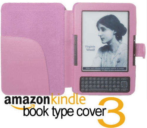 Pink Book Type Case Cover for Amazon Kindle 3 3G Wifi Keyboard - Pouch