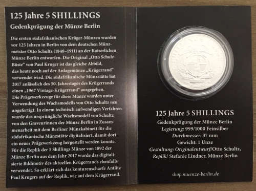 125 Jahre 5 Shilling 1892-2017 Commemorative Coin