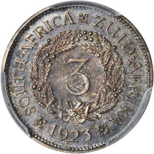 1923 3 Pence Proof - 2nd Highest Grade - Not Easily Found - PCGS PR65