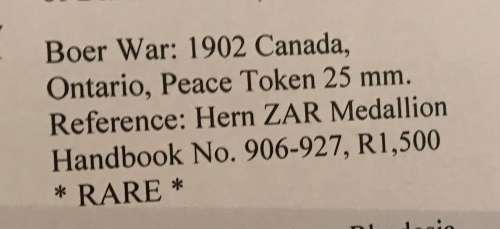 RARE BOER WAR TOKEN