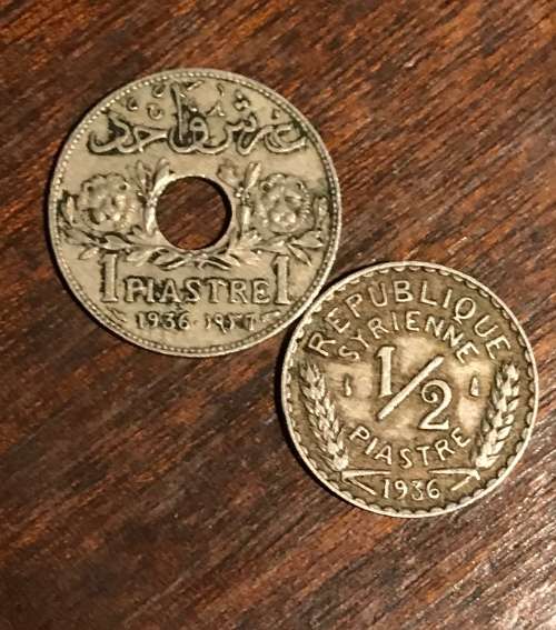 2 x RARE 1936 SYRIA. COINS