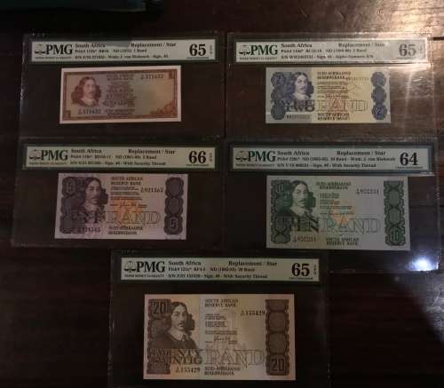 5 x GRADED REPLACEMENT BANKNOTE,s