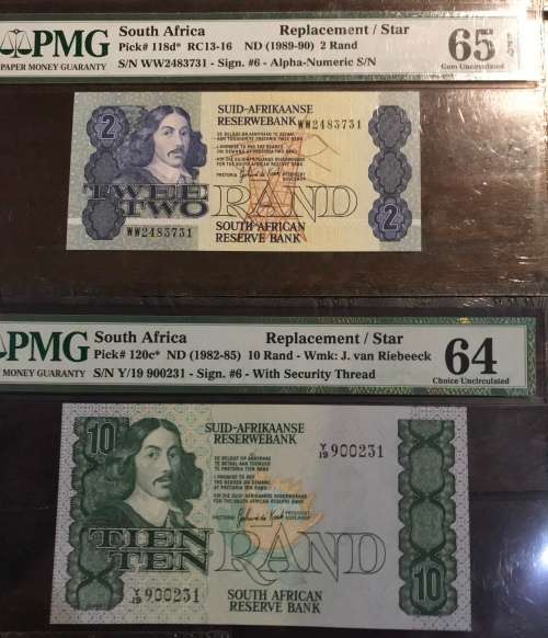 5 x GRADED REPLACEMENT BANKNOTE,s