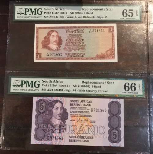 5 x GRADED REPLACEMENT BANKNOTE,s