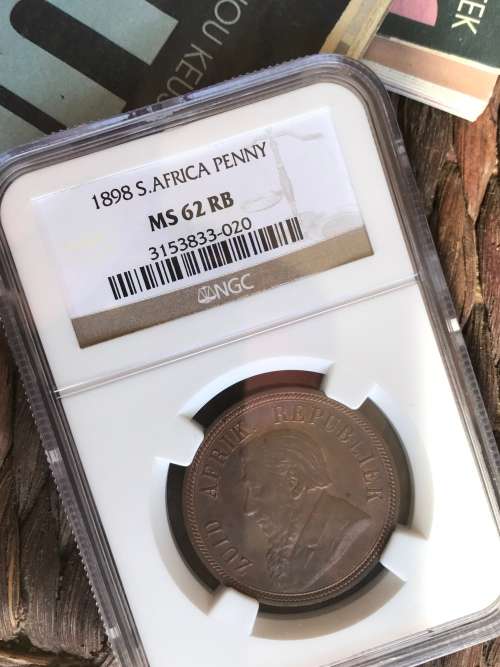 1898 ZAR PENNY ( MS 62 RB ) RED BROWN !!!