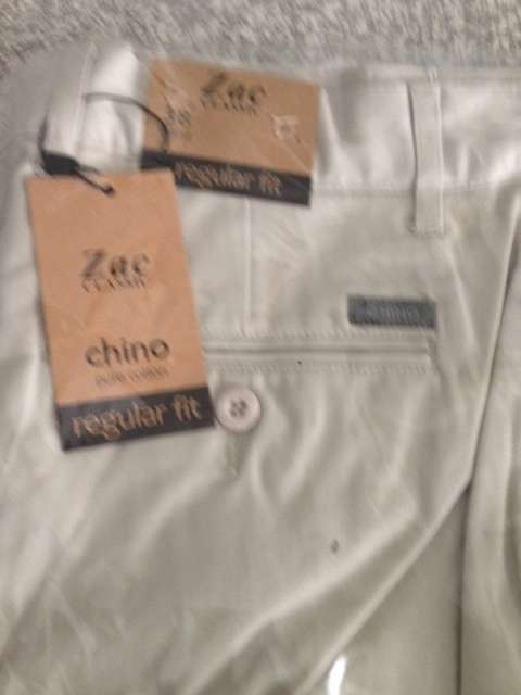 Men Chino Regular Fit Pants Cream Size 38