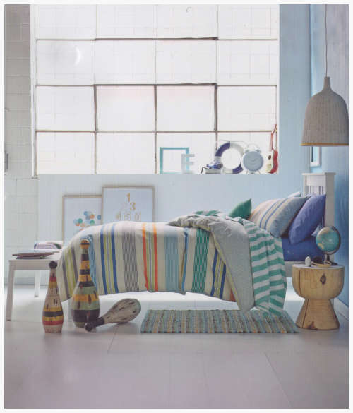 FESTIVAL STRIPE BLUE 3/4 DUVET COVER  SET