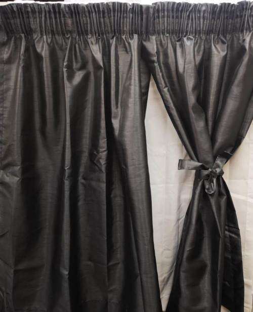 Faux Silk Charcoal 220cm X 120cm Unlined Curtain