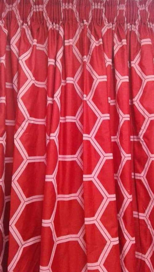 Microfibre Honey Comb Red 230X218 Taped Curtains