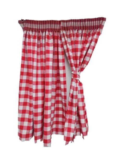 Kitchen Red Check 300X120 Curtain