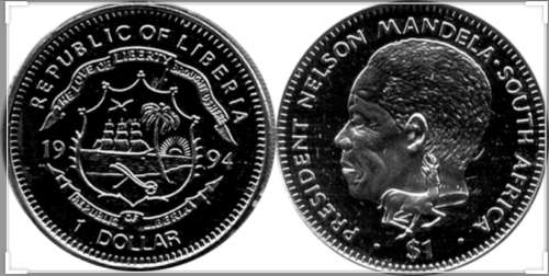 Mandela Liberia 1$ Silver Coin