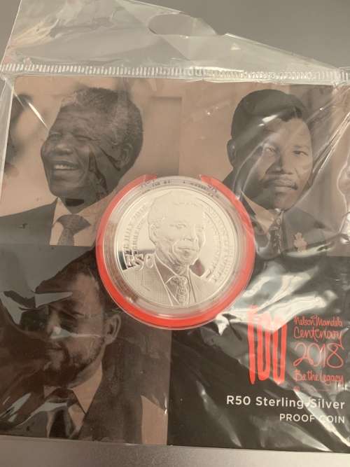 Mandela 100th BDay R50 sterling silver Coin *Sealed*