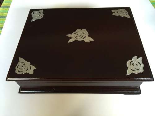 JEWELLERY BOX WITH PEWTER DECORATION