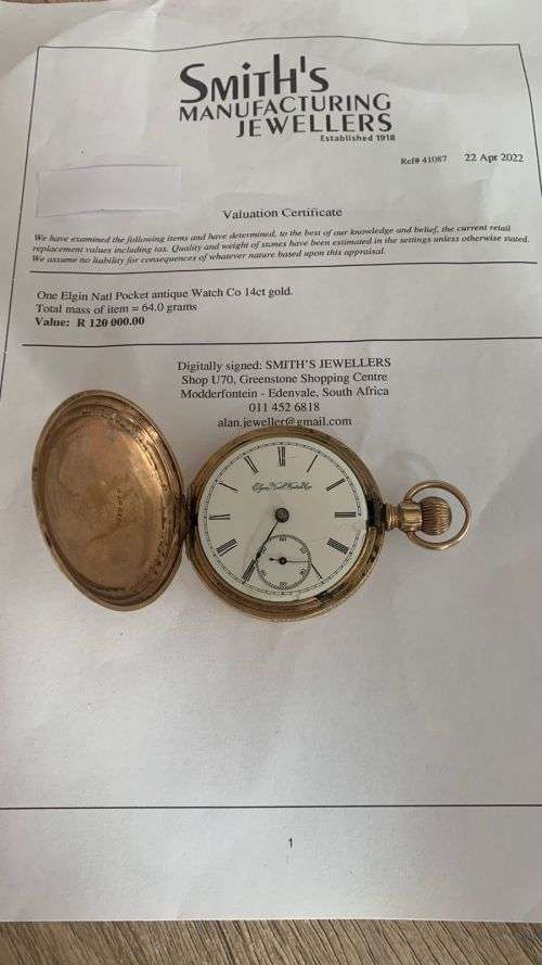 !!!CRAZY R1 START ELGIN NATL WATCH CO POCKET WATCH ***VALUED AT R120000*** !!!